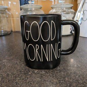 Rae Dunn 'GOOD MORNING' mug- black